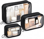 Clear TSA Approved Toiletry Bag - 3-Pack (Large, Small & Mini) Clear Makeup Cosmetic Bag with Zipper, Quart Size Travel Essential Organizer for Women, Car Bag Organizer & Car Organization Essentials