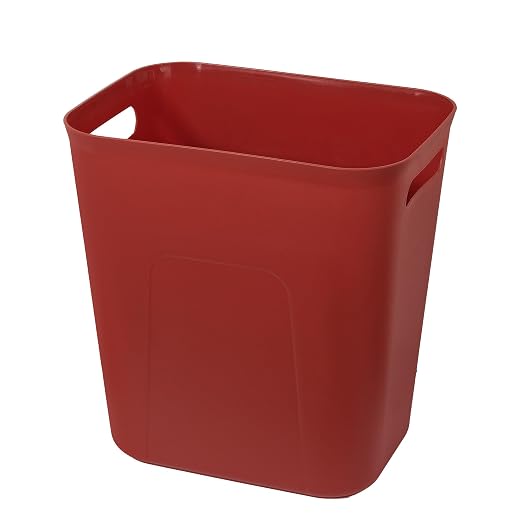 Plastic Small Bathroom Trash Can Wastebasket, 3.5 Gallon, Red | Compact Sturdy Garbage Can for Bathroom, Laundry Room, Kitchen, Office, Kids Room, Dorm, Durable, Easy to Clean