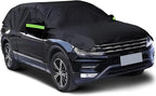 Half Car Cover Waterproof All Weather, Sunproof Windshield Cover for Ice and Snow Top with Reflective Straps, Front Rear Window Hail Protector for SUV (YL)