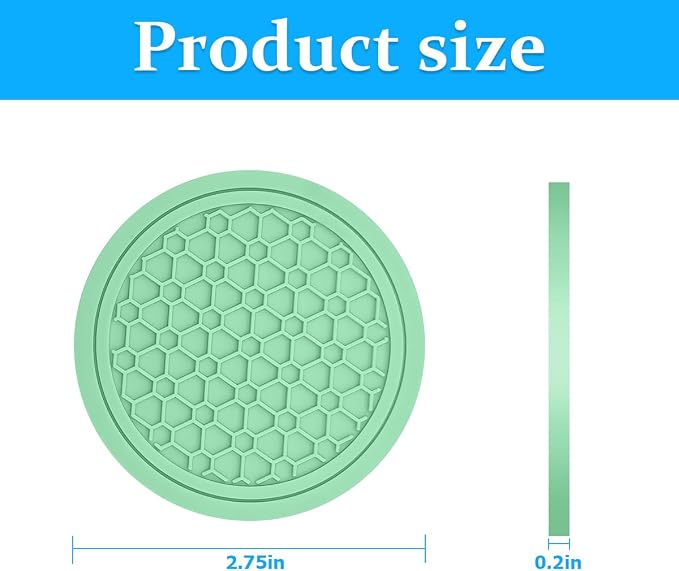 Mandark 2PCS Car Cup Holder Coasters, 2.75 Inch Non-Slip Insert Water Bottle Holder Pads, Dustproof Automotive Interior Accessories Mat, Universal for Vehicles, Trucks, RVs and More(Light Green)