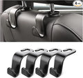 Car Back Seat Headrest Hooks, 4 Pack Black Stylish Back Seat Hanger for Car Handbag Clothes Coats Grocery Bags, Car Interior Accessories (Black2)