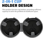 Car Double Cup Holder Expander, 2 in 1 Multifunctional Vehicle Cup Holder Adapter with Adjustable Base, Auto Drink Bottles Extender Organizer, Universal for SUV Automobile Truck (Gray)