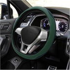 Car Steering Wheel Cover, Leather Breathable Ice Silk Auto Wheel Wrap with Anti-Slip Lining, Scratch-Resistant Elastic Protector Fit for 14.5-15 Inch Steering Wheels (Green)