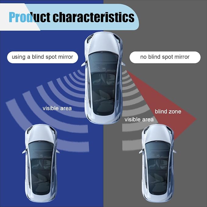 2 PCS Blind Spot Car Mirror, HD Glass Adjustable Car Side Mirror, Framed Wide-angle Blind Spot Mirror, Universal Convex Rear View Mirror for Cars, SUVs, Trucks and RVs (Rectangle)