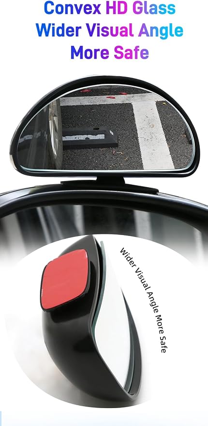 Blind Spot Mirror for Car, Stick-On Blind Side Mirror for Cars, SUVs & Trucks, Adjustable HD Glass Convex Wide-Angle Blindspot Mirrors