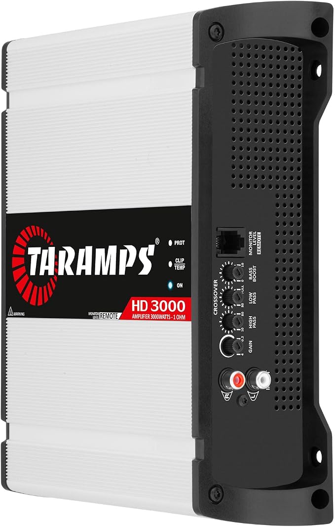 HD 3000 1 Ohm 1 Channel 3000 Watts RMS MAX, Full Range Car Audio, Monoblock, LED Monitor Indicator, Class D Amplifier, Crossover, White 3k amp, Sound Quality