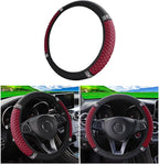 Bling Car Steering Wheel Cover, 15 Inch Rhinestones Soft Leather Elastic Steering Wheel Protector, Sparkly Crystal Diamond for Women Girls (Wine Red)