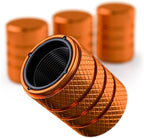 Aluminum Tire Valve Stem Caps – Anti-Rust, Premium Anodized Aluminum, Corrosion-Resistant, Easy Install, Universal Fit for Car, Truck, Bike, SUV – 1 Pack/Set of 4 (Amber Orange)