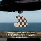 Hanging Car Air Freshener | Tropical Beach Coconut Surf Wax Scent Mini Wave | Long Lasting Car Freshener, Closet and Beyond | Made In USA | 3 Pack (Checker)