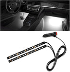 Wevdn Car Interior LED Strip Light, 12V 24 LED Neon Ambient Night Light with Cigarette Lighter Plug, Automotive Atmosphere Decorative Under Dash Lighting Kit, Car Accessories (White)