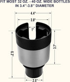 Car Cup Holder Expander with Adjustable Base, Compatible with Hydro Flasks 32/40 Ounce, Compatible with Yeti Ramblers 20/26/30 Ounce, Other Bottles in 3.4"-3.8"(Silver Gray)