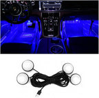 Car Interior LED Lights, Automotive Ambient Neon Light Kit with USB Port, Car Accessories, Gifts for Men and Women, 4 in 1 Decoration Lights for Car, Garden, Home, Party（Blue）