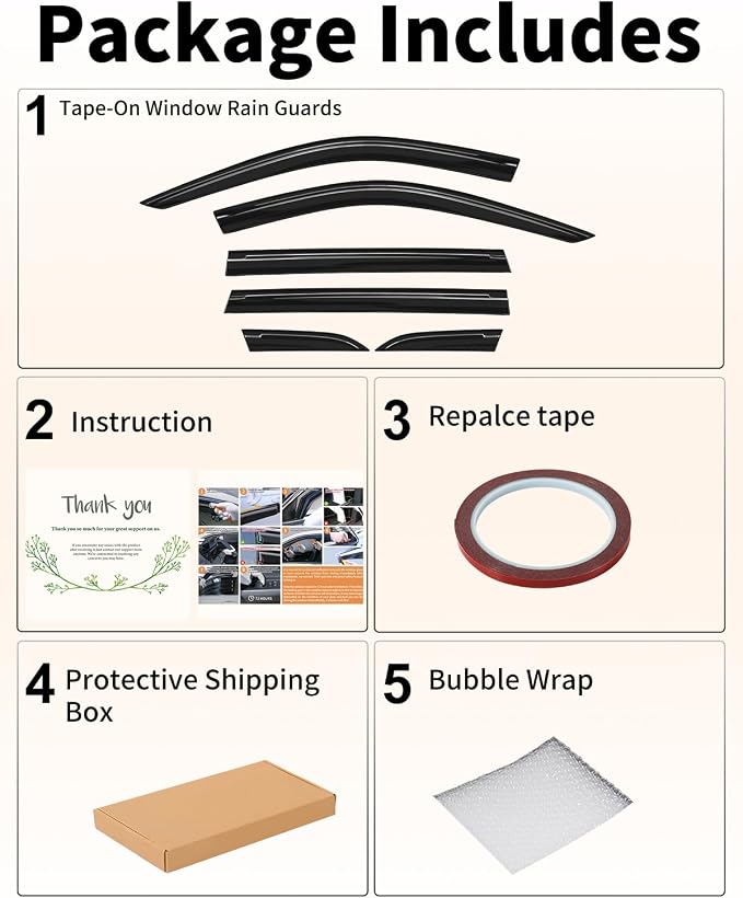 Low Profiles 6-PCS Extra-Thick Window Rain Guards Fit for Honda CR-V CRV 2023 2024 2025 2026 Rain Guards Window Deflectors Vent Visors Shades
