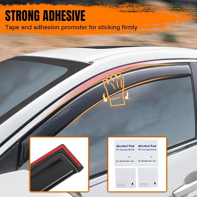 in Channel Window Visor Deflectors, Compatible with 1999-2011 Ford Ranger, Acrylic Smoke Tinted Slim Style Window Rain Guards, Sun Wind Side Vent Visor Set, 4 Pieces