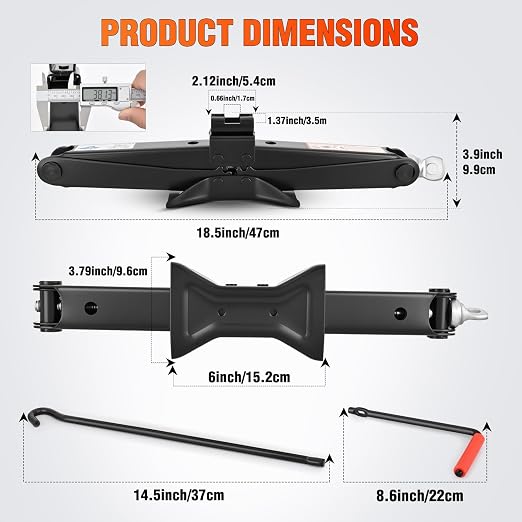 Scissor Jack for Car 2 Ton (4409 lbs), Heavy Duty Steel Scissor Lift Jack Car Kit with Crank Handle for Sedan SUV MPV Tire Changing, 3.9''-15.7'' Lifting Range Portable Small Jack, Black