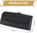 Sunglasses Holder for Car Visor, PU Leather Visor Sunglasses Holder Clip, Auto Eyeglasses Protective Storage Case, Universal Cars Sunvisor Accessories Organizer Box for Sedan, SUV, Van (Black)
