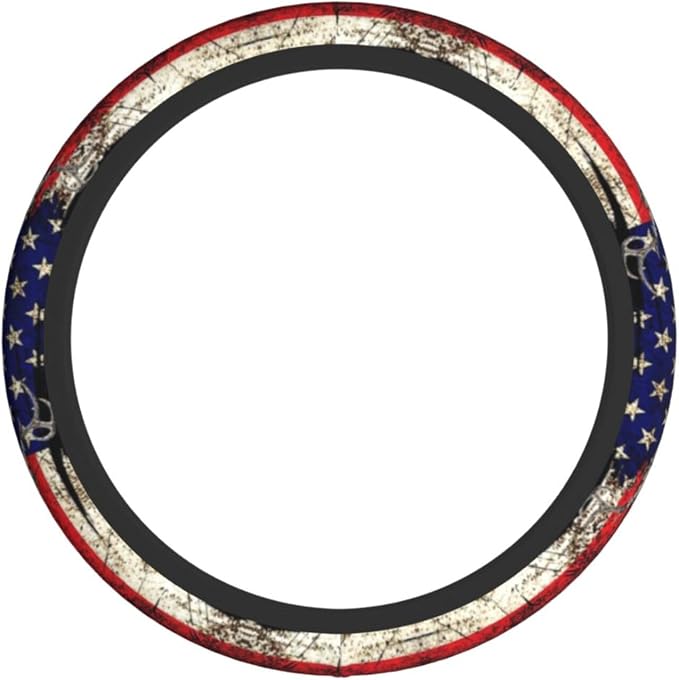 American Flag Deer Camo Retro Steering Wheel Cover Car Accessories Cute for Women Girls Girly Universal 15 Inch Neoprene Auto Interior Decor Anti Slip Car Truck Protector