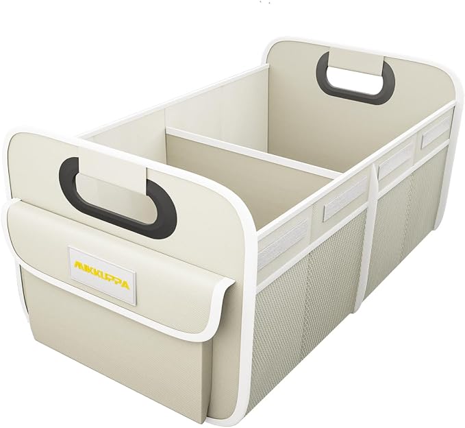 Car Trunk Organizer - 70L Collapsible Trunk Organizer with Reinforced Handles for Groceries, Car Storage Organizers for SUV Auto Truck Van with Non Slip Bottom (White)