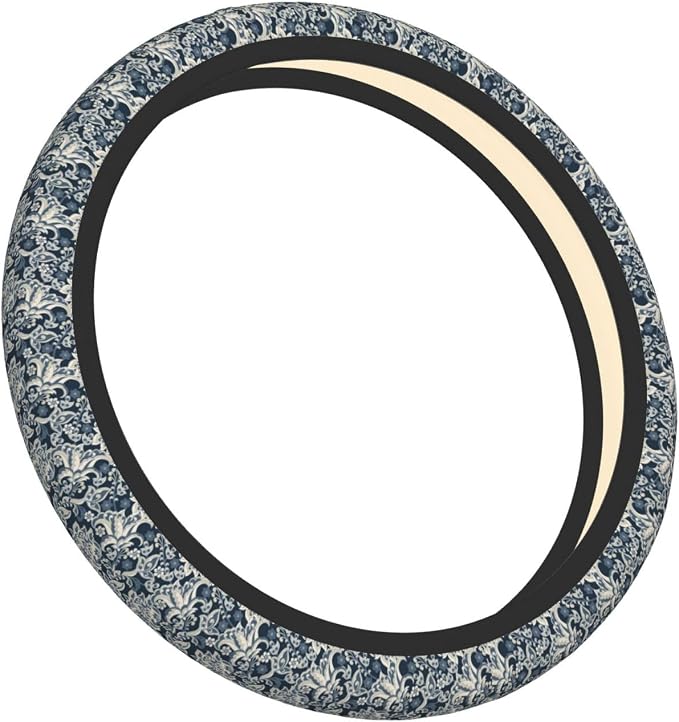 Flowers Steering Wheel Cover Car Elastic Steering Wheel Protector | Asian Ethnic Anti-Slip Breathable Car Accessories Interior for Women Men Universal 15 Inch Fit Auto SUVs Vans Truck
