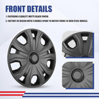 4Pcs 16 2014-2023 Wheel Hubcaps Rim Cover Fits for Ford Transit Connect | Steel PP Material Snap-On Installation inch Car ReplacementMatte Black