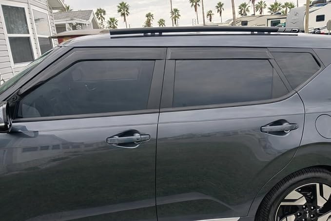 2020-2025 Tape-on Rain Guards for Kia Soul Side Window Deflector Visors EX GT-Line Turbo LX S X-Line Durable Tinted Vent Shade 2021 2022 2023 2024