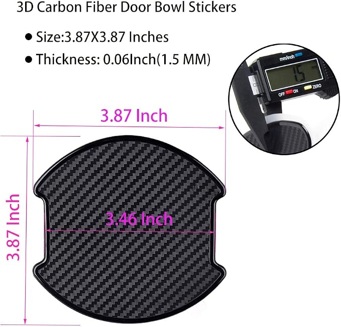 4Pcs Black Carbon Fiber TPU Car Door Handle Cup Protective Stickers Universal Door Handle Cups Scratch Protection Films