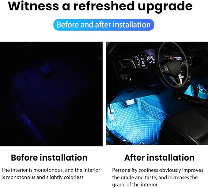 Car Interior LED Lights, Automotive Ambient Neon Light Kit with USB Port, Car Accessories, Gifts for Men and Women, 4 in 1 Decoration Lights for Car, Garden, Home, Party