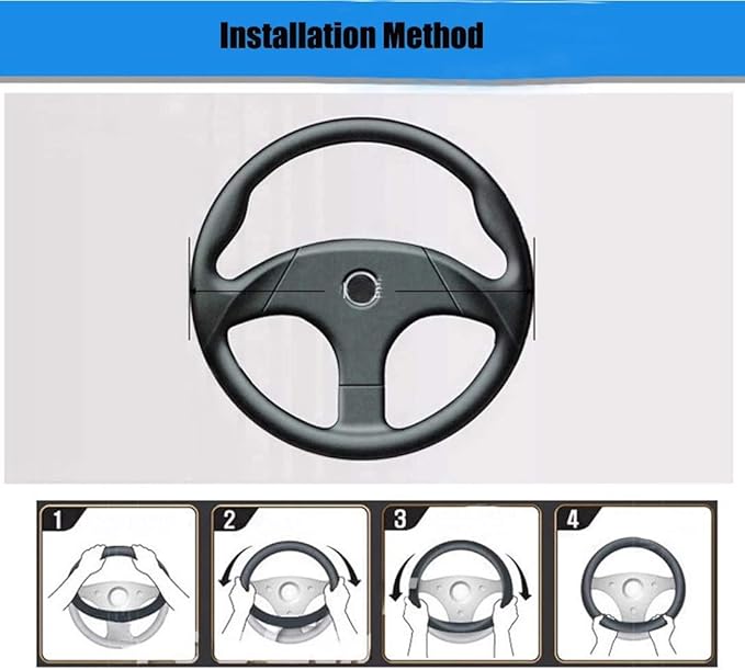 Steering Wheel Covers Universal 15 inch - Genuine Leather, Breathable, Anti Slip & Odor Free (Black with Red Lines, M(14" 1/2-15" 1/4))