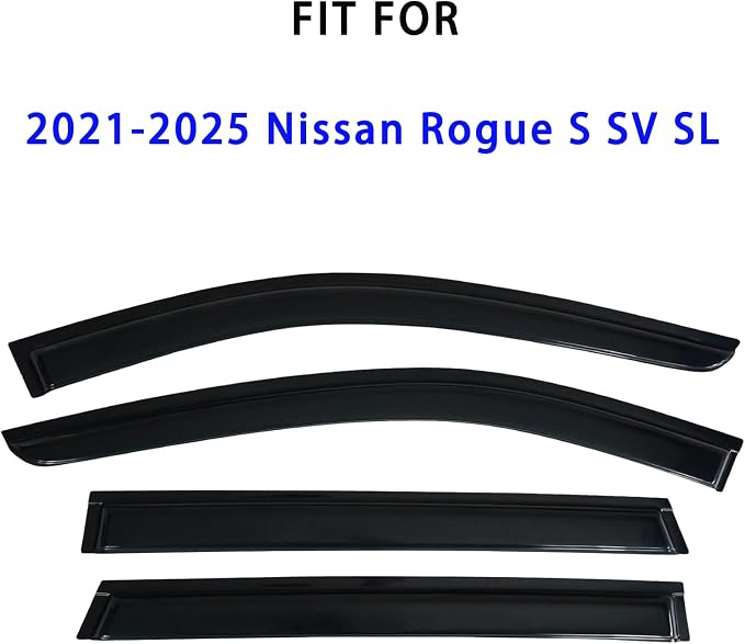 Window Visors Rain Guards for 2021-2025 Nissan Rogue S/SV/SL/Platinum | Window Wind Deflectors Vent Visors | Anti-UV & Noise Reduction | Easy Installation & Weatherproof Design