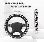 Cow Pink Print Cute Country Rustic Farmhouse Steering Wheel Cover Car Accessories Cute for Women Girls Girly Universal 15 Inch Neoprene Auto Interior Decor Anti Slip Car Truck Protector