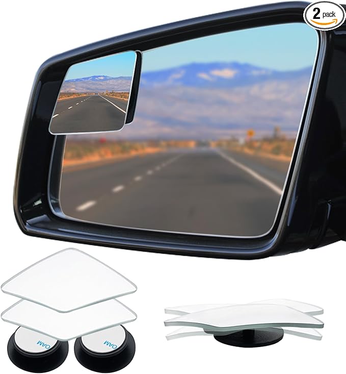 Rhombus Shaped Blind Spot Mirror, HD Glass Frameless Convex Wide Angle Rearview Blindspot Car Mirror for Car SUV and Truck (Pack of 2)