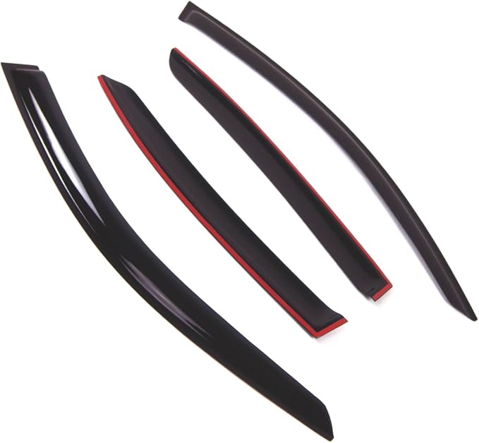 WD2-672B Dark Smoke 4 Pcs Set Window Visor (Outside Mount) Deflector Rain Guard Compatible with 2017-2018 BMW 320i 325i 328i