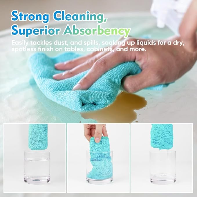 Microfiber Cleaning Cloth 12 Pack, 12.5 x 12.5 Inch Microfiber Towels for Cars, Ultra Absorbent Cleaning Rags, Lint Free Cleaning Towels for Household, Kitchen, Window, and Car, Multicolor