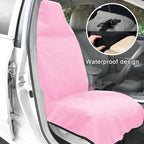 Waterproof Car Towel Seat Cover, Sweating Non-Slip Premium Towel Carseat Cover Protector, Universal Soft Machine Washable Car Truck SUV Front Seat Cover for Gym Workout Beach Hiking (Pink)