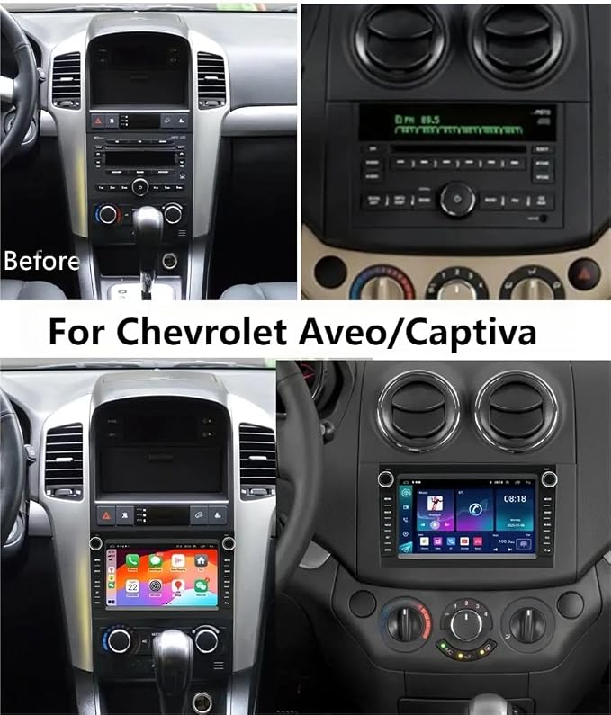 Car Radio for Chevrolet Captiva 2006 2007 2008 2009 2010 2011 with Apple Carplay & Android Auto,7-Inch Button Control Car Stereo with GPS Bluetooth WiFi DSP FM RDS Camera, 2+32GB