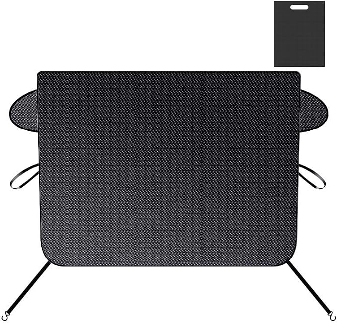 Car Windshield Cover for Ice and Snow - Universal Fit for Cars, SUVs, Trucks, Heavy Duty Oxford Fabric Frost Protector for Ice and Snow,Triple-Window Cover (Oxford Cloth - Black)