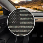 Steering Wheel Sun Shade Cover, American Flag Steering Wheel Sun Block Anti-Heat Aluminum Foil Steering Wheel Cover Steering Wheel Sun Heat Shield for SUV Truck Van