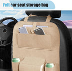 LAINLOY Felt Car Seat Back Organizer, Kick Mats Car Back Seat Protector for Kids, 6-Pocket Storage for Tissue, Box, Pen, Toy, Automobile Road Trip Accessories for SUV, RV, Truck (Beige)