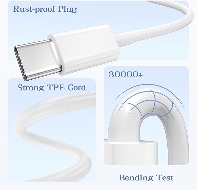 USB to USB C Cable 3FT- Carplay Cord for iPhone 17/16/15 Pro/Max/Plus | USB A to USB C Cable for Apple Carplay, USB-C Car Charger for iPad Series（White ）