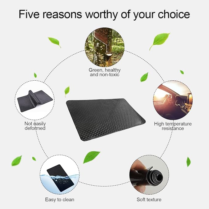 Car Dashboard Anti-Slip Rubber Pad, 10.6"x 5.9" Universal Non-Slip Car Magic Dashboard Sticky Adhesive Mat for Phones Sunglasses Keys Electronic Devices and More Use (Black/Dots)