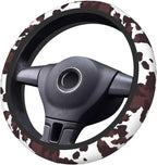 Brown Cow Print Neoprene Steering Wheel Cover for Men Women Anti-Slip Elastic Steering Wheel Protective Cover 15in Universal Car Accessories Fit Cars, SUVs, Auto
