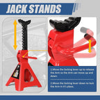 2 Ton Floor Jack with Jack Stands, Heavy Duty Steel Hydraulic Racing Floor Jack with Single Piston Quick Lift Pump, Hydraulic Trolley Service Car Jack, Red/Black