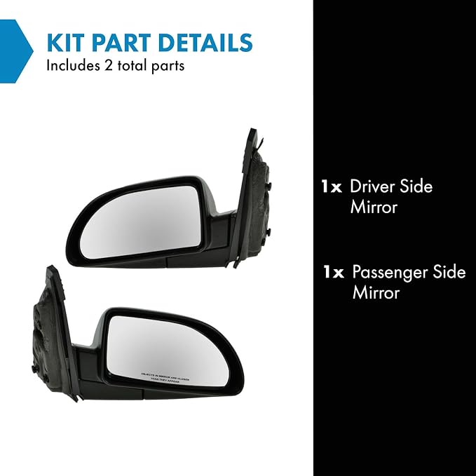 2 Piece Driver and Passenger Side Mirror Assembly Set Electric Adjustment Non-Heated No Memory Black Compatible with 2005-2009 Chevrolet Equinox 2002-2007 Saturn Vue GM1320268 GM1320271