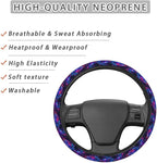 Neon Magic Mushroom Skull Steering Wheel Covers Anti-Slip Elasticity Car Accessories Steering Wheel Protector Universal 15 Inch for Cars SUV Vehicle Truck