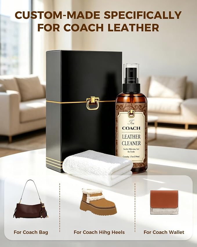 Leather Cleaner Set for Coach, Powerful Stain Removal with Gentle Care, Cleaning Kit for Coach Handbags, Wallets, Purses and Other Luxury Bags