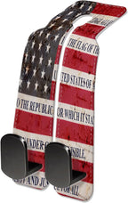 Car Seat Headrest Hook, Universal Leather Cute Hanger Holder Hook, Storage Organizer Interior Accessories for Purse Bags Handbag Retro American Flag