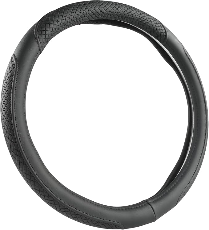 Customized Auto Car Steering Wheel Cover for Honda Accord Civic CR-V HR-V Pilot Fit Passport Odyssey 14.5-15inch(Black-Standard Size)