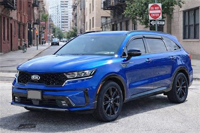 2021-2026 Tape-On Rain Guards for Kia Sorento Side Window Visor Deflectors Lx S Ex Sx Prestige Durable Tinted Vent Shades 2022 2023 2024 2025