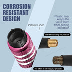 Tire Valve Stem Cap Cover - (5 Pack) Tire Air Caps Metal with Plastic Liner Corrosion Resistant Leak-Proof Snow Snowflake for Car Motorcycle Bike Pink