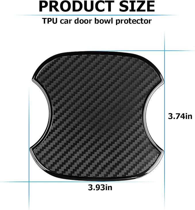 Mandark Car Door Handle Cup Scratch Protector, 4PCS 3D TPU Carbon Fiber Vehicle Door Bowl Sticker, Automotive Door Handle Paint Protective Film Cover Accessories, Universal for Most Cars (Medium)